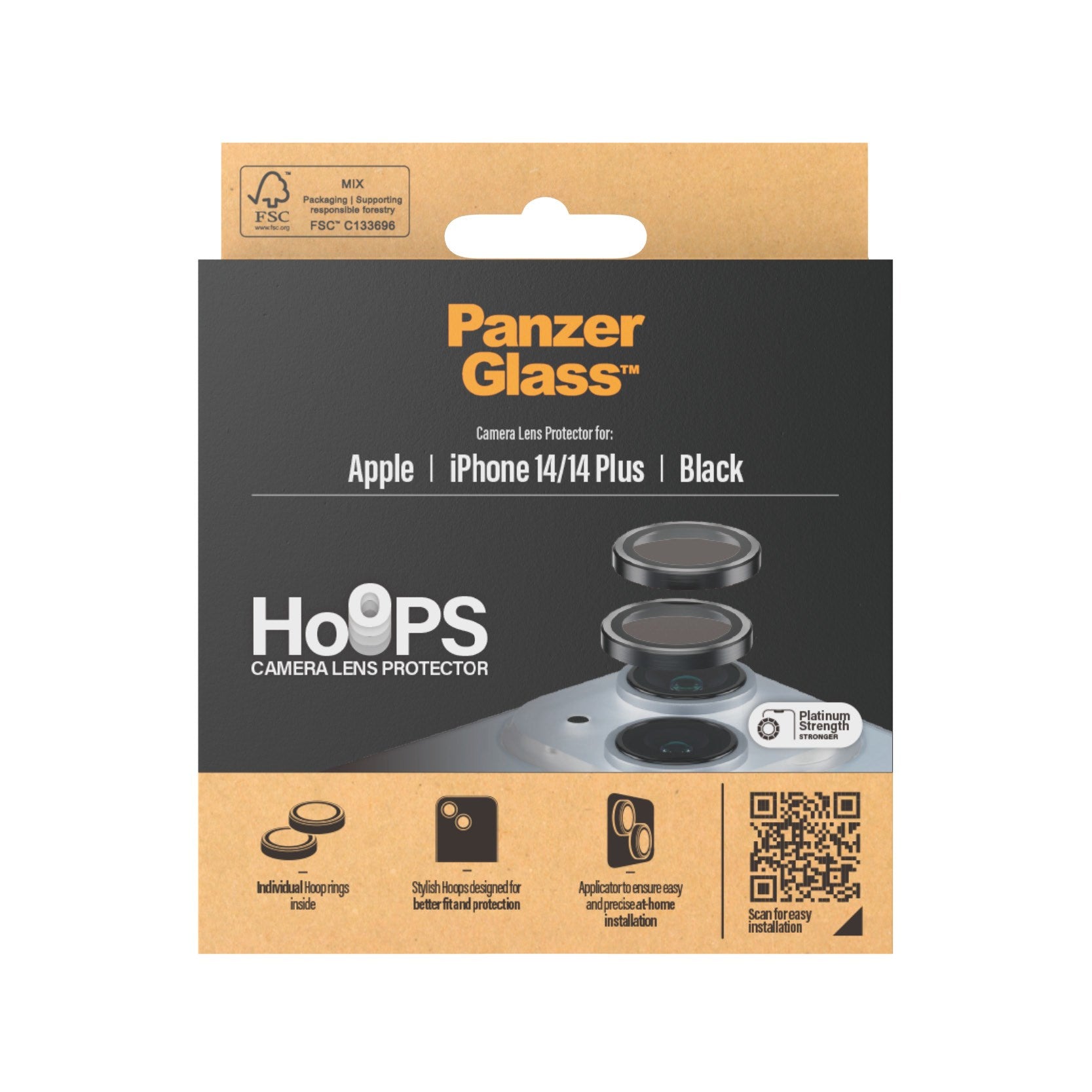 PanzerGlass® Hoops® Kameralinsebeskytter iPhone 14 | 14 Plus | Sort